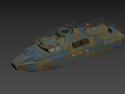 Riverine Patrol Boat with Camo Paint 3D Model 3D model