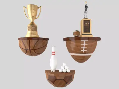 Decorative set Sport Ball Floating Shelving Pottery Barn Teen 3D model