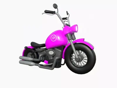 Motorcycle Cartoon A05 Pink Racing - Custom Vehicle Design Low-poly 3D model