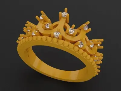 Princess Crown Rings Set 1 3D print model