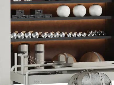 A Rack with gym equipment 01 3D model