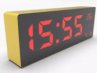 CLOCK YELLOW RED Low-poly 3D model