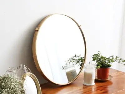 Gold Iron Circular Chain Vanity Wall Mirror 3D model