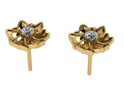 flower earing diamond in center  3D print model
