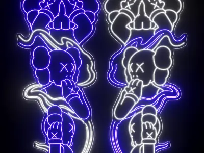 Kaws Neon Sign 3D model