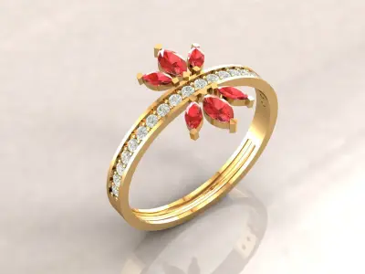 Floral Diamond Ring Marquise  3D print model