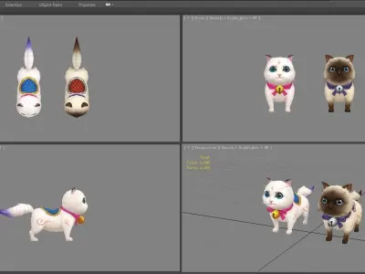 Cartoon fat cat mount Low-poly 3D model