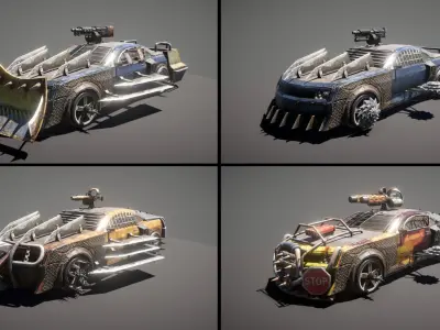 Customizable Post-Apocalyptic Car - 03 - Chevy Low-poly 3D model