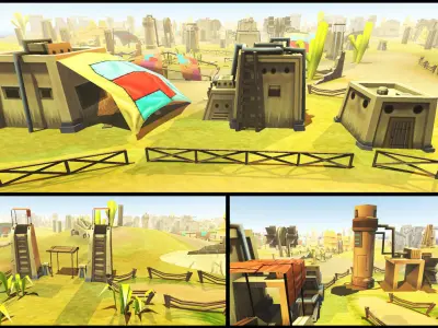 Toon Level Desert Low-poly 3D model