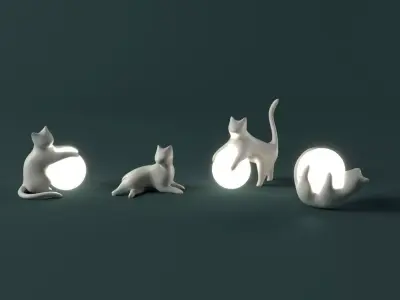 Stylized Cat with light - Collection 3D model