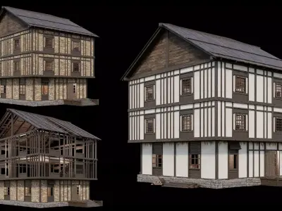 Medieval Village Pack 04 - 3 Assets - 4K Textures Game Ready Low-poly 3D model