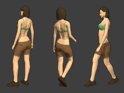 Rigged Lowpoly Female Character - Diana Low-poly 3D model
