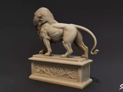 Lion Statue V4 Low-poly 3D model
