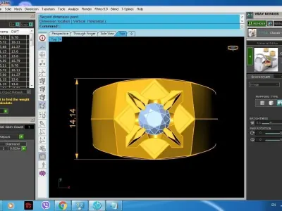 Geometric Gemstone Men Ring  378 3D print model