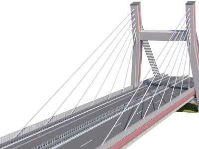 Bridge span with a suspension structure  3D model