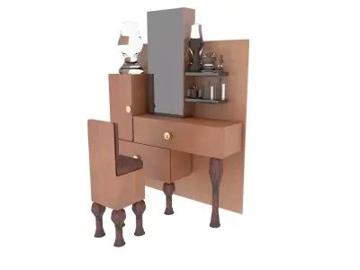 dressing table with chair and perfume glasses  3D model