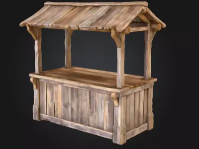 Rustic Market Stall Low-poly 3D model