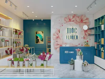 Flower shop MOC Low-poly 3D model