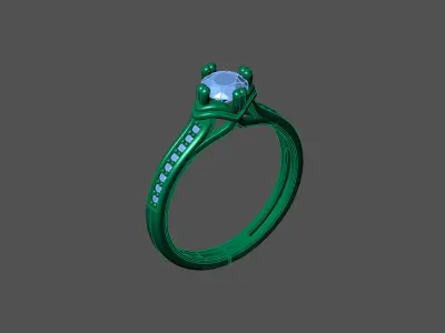 Womens Rings With Stone Ring Ready STL 3DM Models Rings women 3D print model get