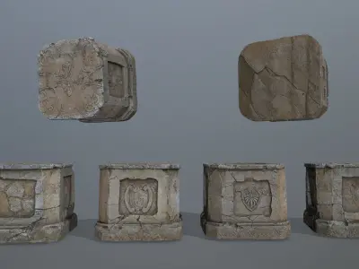 Ruin set Low-poly 3D model