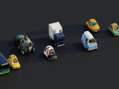 Vehicles Pack Cartoon 3D model
