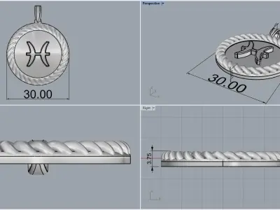 Zodiac sign Pisces model 861 3D print model