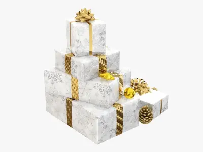 Decorated Christmas gifts 01 3D model