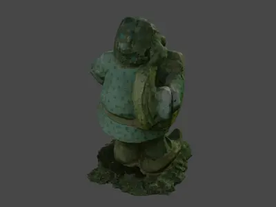 Old stone gnome Low-poly 3D model