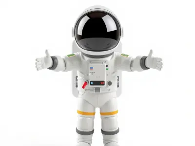 Astronaut Character Model High Mid Low Poly Low-poly 3D model