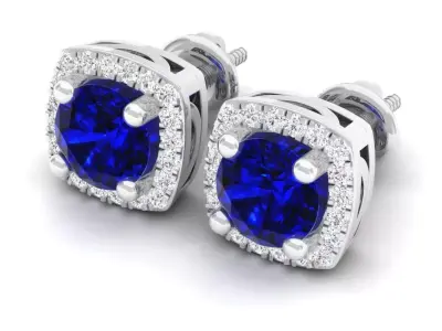 AV 295 Round Diamond Ladies Halo Style Stud Earring 3D print model