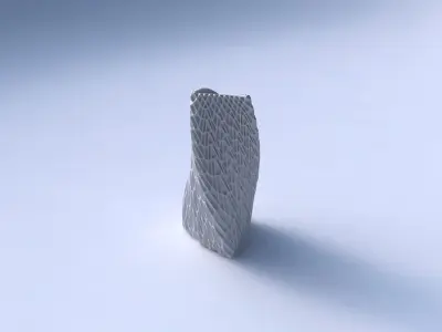 Vase twist curved tipping triangle with wavy grid piramides 3D print model
