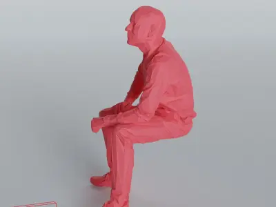Tim sitting - Low Poly printable Low-poly 3D model