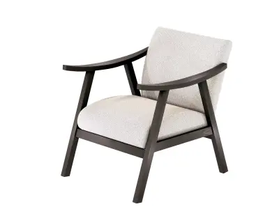 Modern Mid-Century Upholstered Armchair Low-Poly 3D PBR  Low-poly 3D model