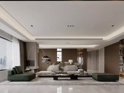 Modern living room dining room interior scenes 532 3D model