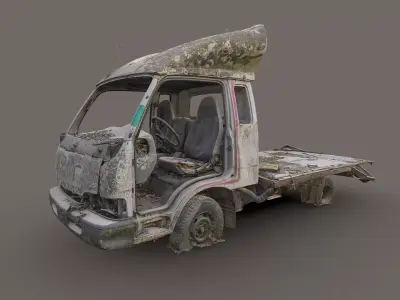 Wreck of a delivery van 3D model