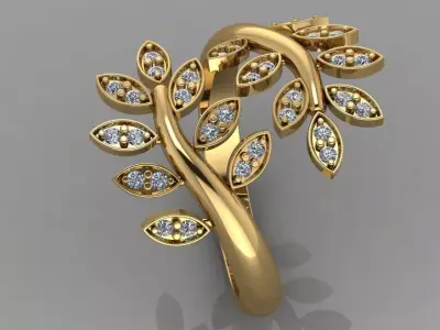 Leaf ring 3D print model buy