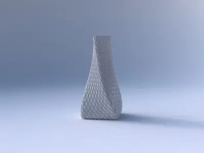 Vase twisted squeezed quadratic with diagonal grid bulges 3D print model