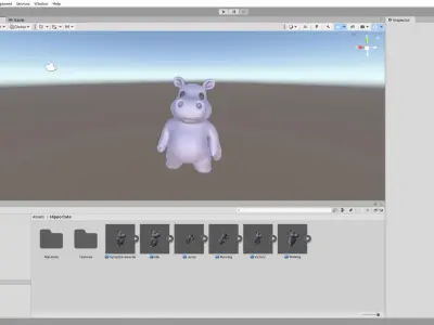 Little animal baby - Hippo cute - Animated  Low-poly 3D model
