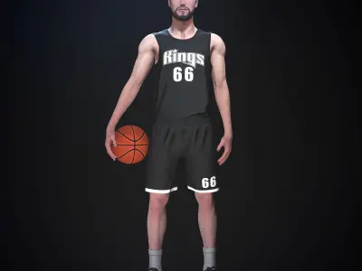 Basketball player Low-poly 3D model