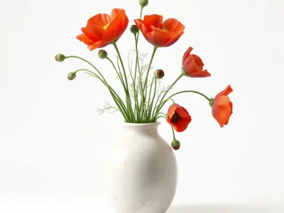 Vase with Poppies Model Pack Low-poly 3D model