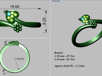 light weight gold diamond rings-C111116SKCH2026037-wt-0-5 3D print model