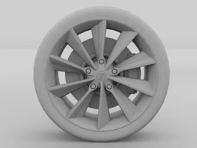 Tesla Model S Wheel Low-poly 3D model