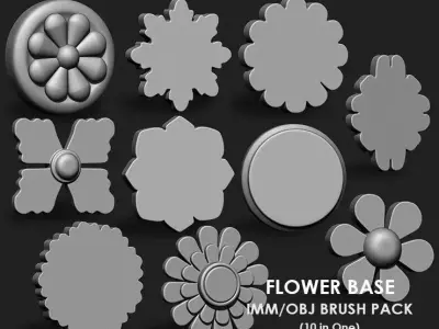 Flowers Base IMM Obj Brush Pack 10 in One 3D model