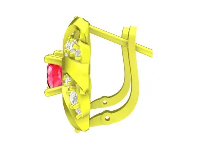 Luxury Floral Stud Earrings with Gemstone Accents 3D Model 5790 3D print model