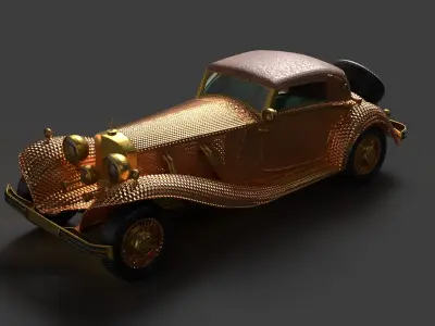 Golden vintage car 3D model