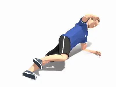 Side plank knee bend Exercise Man Animation Low-poly 3D model