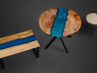 Resin Tables Pack Low-poly 3D model