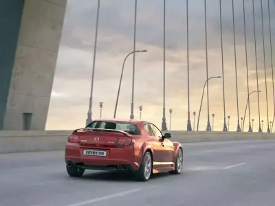 Red Mazda Rx 8 On The Bridge 3D model