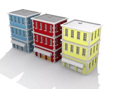 low poly apartment building Free low-poly 3D model