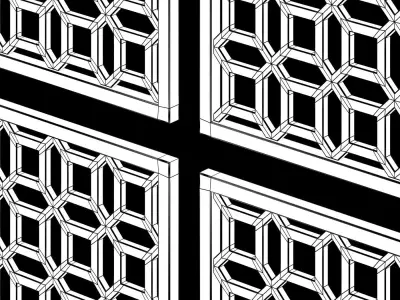 Arabic Islamic pattern wood decorative plaster 3D model 3